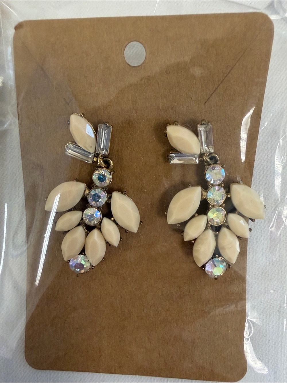 J. Crew Factory Ivory and Aurora Crystal Drop Earrings